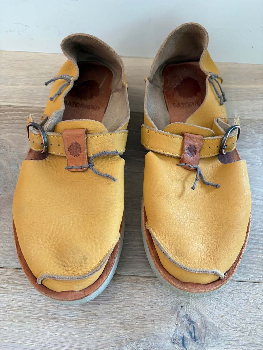 Satorisan Benirras leather slip-on shoes sandals Curcuma yellow beach casual 40